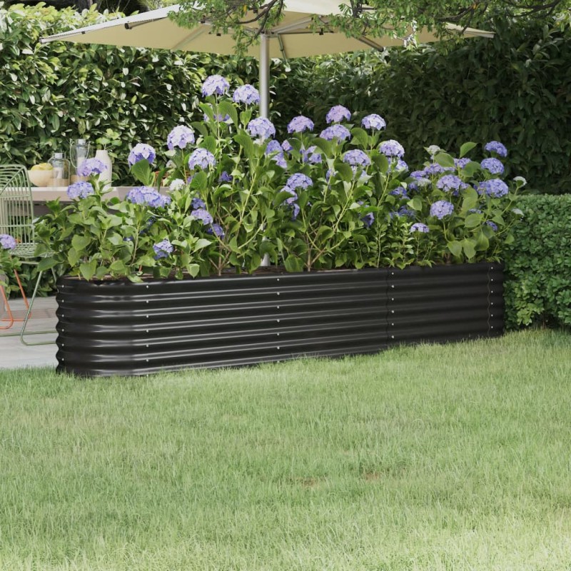 vidaXL Jardinera acero con recubrimiento polvo antracita 224x40x36 cm vidaXL Jardinera acero con recubrimiento polvo antracita 224x40x36 cm