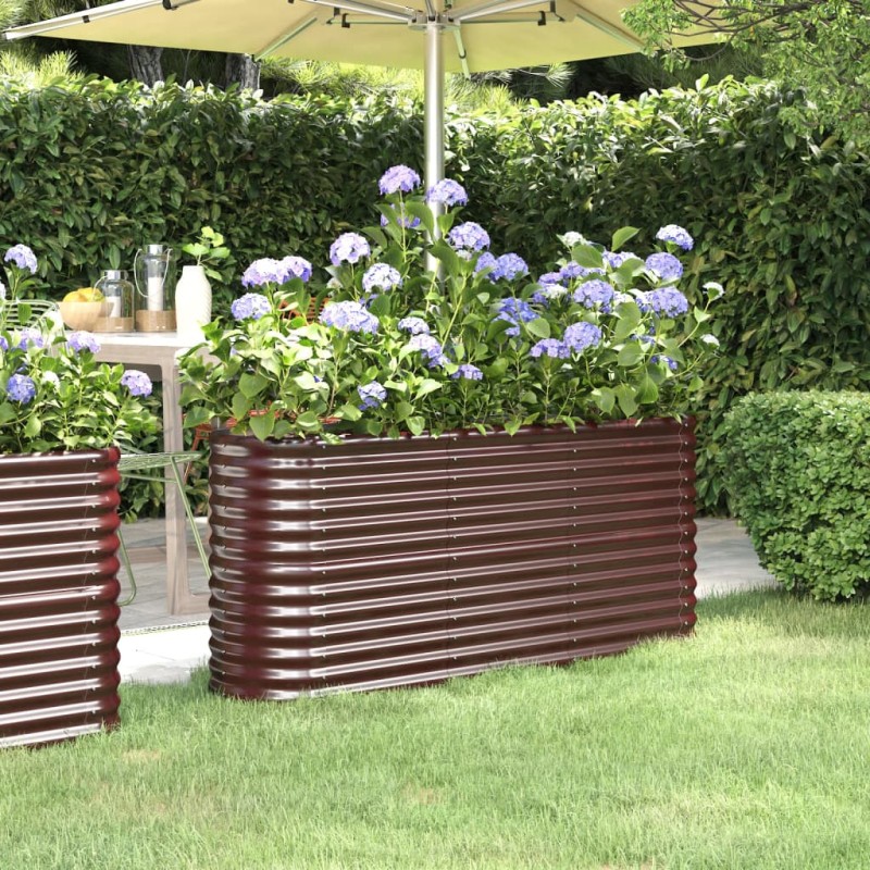 vidaXL Jardinera arriate acero recubrimiento polvo marrón 152x40x68 cm vidaXL Jardinera arriate acero recubrimiento polvo marrón 152x40x68 cm