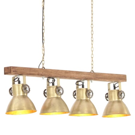 vidaXL Lámpara de techo industrial madera de mango latón E27