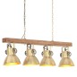 vidaXL Lámpara de techo industrial madera de mango latón E27 vidaXL Lámpara de techo industrial madera de mango latón E27