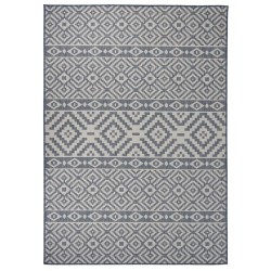 vidaXL Alfombra de exterior de tejido plano rayas azules 140x200 cm