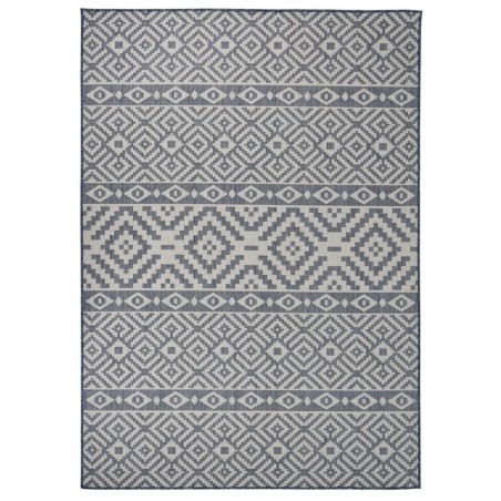 vidaXL Alfombra de exterior de tejido plano rayas azules 140x200 cm