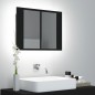 vidaXL Armario espejo de baño con luz LED acrílico negro 60x12x45 cm vidaXL Armario espejo de baño con luz LED acrílico negro 60x12x45 cm