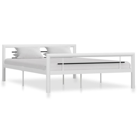 vidaXL Estructura de cama de metal blanco y negro 120x200 cm