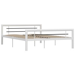 vidaXL Estructura de cama de metal blanco y negro 120x200 cm
