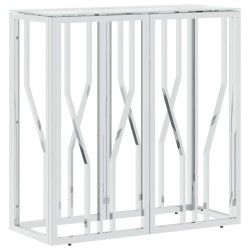 vidaXL Mesa consola acero inoxidable y vidrio 70x30x70 cm