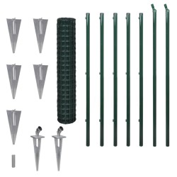 vidaXL Euro Valla de acero verde 10x1,7 m 