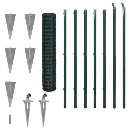 vidaXL Euro Valla de acero verde 10x1,7 m 