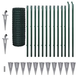 vidaXL Euro Valla de acero verde 25x1,2 m 