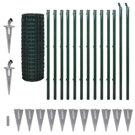 vidaXL Euro Valla de acero verde 25x1,2 m 