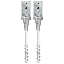 vidaXL Picas de tierra 2 uds acero galvanizado plateado 8x8x57 cm