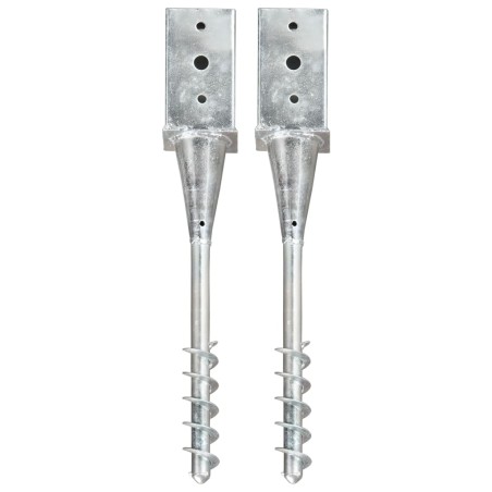 vidaXL Picas de tierra 2 uds acero galvanizado plateado 8x8x57 cm