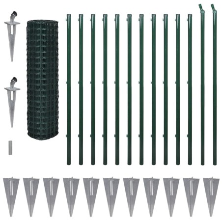 vidaXL Euro Valla de acero verde 25x1,7 m 