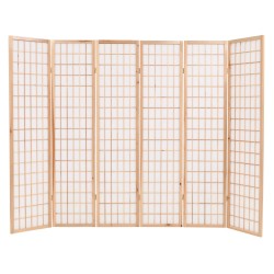 vidaXL Biombo plegable con 6 paneles estilo japonés 240x170 cm natural