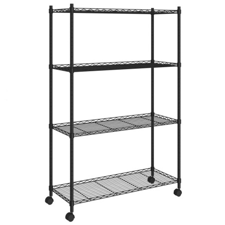 vidaXL Estante almacenaje 4 niveles ruedas 90x35x142cm negro 200kg