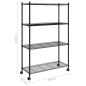 vidaXL Estante almacenaje 4 niveles ruedas 90x35x142cm negro 200kg