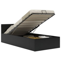 vidaXL Cama canapé hidráulica con LED cuero sintético negro 90x200cm 