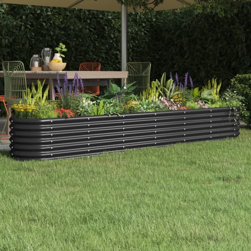 vidaXL Jardinera arriate acero recubierto polvo antracita 260x40x36 cm vidaXL Jardinera arriate acero recubierto polvo antracita 260x40x36 cm