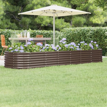 vidaXL Jardinera arriate acero recubrimiento polvo marrón 296x80x36 cm