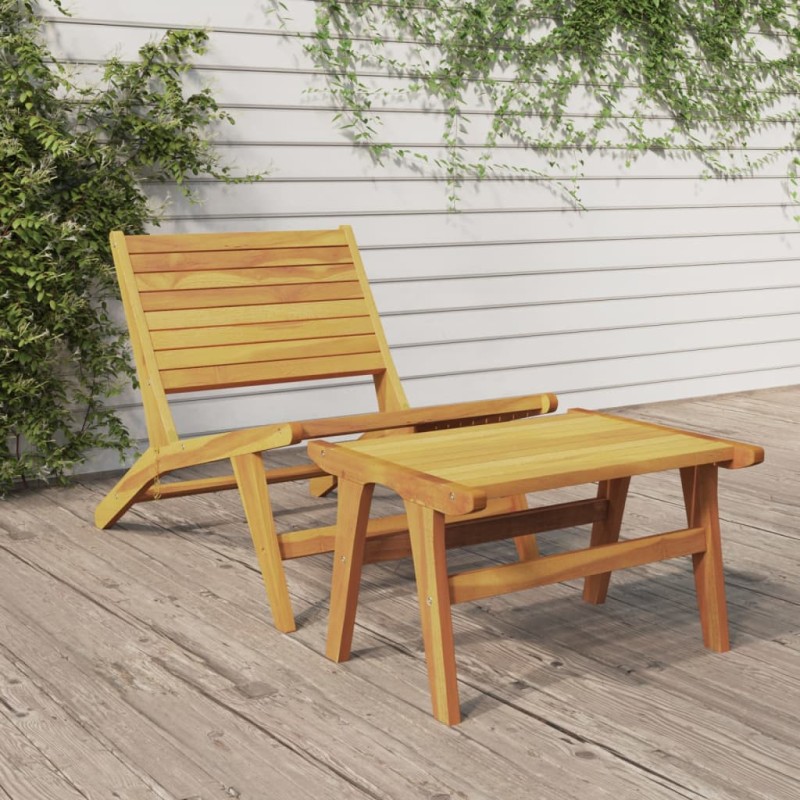 vidaXL Silla de jardín con reposapiés de madera maciza de teca vidaXL Silla de jardín con reposapiés de madera maciza de teca