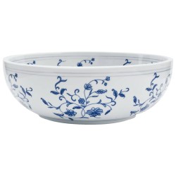 vidaXL Lavabo sobre encimera redondo cerámica blanco y azul Φ41x14 cm