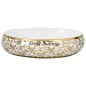 vidaXL Lavabo sobre encimera ovalado cerámica blanco dorado 59x40x15cm vidaXL Lavabo sobre encimera ovalado cerámica blanco dorado 59x40x15cm