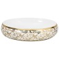 vidaXL Lavabo sobre encimera ovalado cerámica blanco dorado 59x40x15cm vidaXL Lavabo sobre encimera ovalado cerámica blanco dorado 59x40x15cm