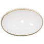 vidaXL Lavabo sobre encimera ovalado cerámica blanco dorado 59x40x15cm vidaXL Lavabo sobre encimera ovalado cerámica blanco dorado 59x40x15cm