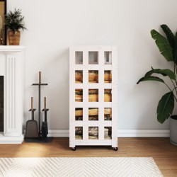 vidaXL Leñero con ruedas madera maciza de pino blanco 40x49x110 cm