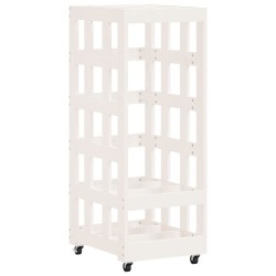 vidaXL Leñero con ruedas madera maciza de pino blanco 40x49x110 cm
