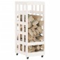 vidaXL Leñero con ruedas madera maciza de pino blanco 40x49x110 cm