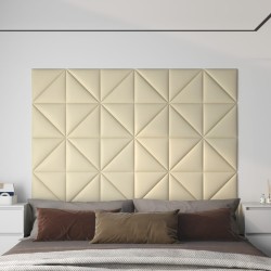 vidaXL Paneles de pared 12 uds cuero sintético crema 30x30 cm 0,54 m²