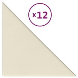 vidaXL Paneles de pared 12 uds cuero sintético crema 30x30 cm 0,54 m²