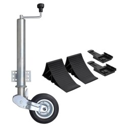 vidaXL Rueda de remolque plegable 60 mm con calzos para ruedas