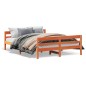 vidaXL Estructura cama con cabecero madera pino marrón cera 140x200 cm vidaXL Estructura cama con cabecero madera pino marrón cera 140x200 cm
