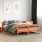 vidaXL Estructura cama con cabecero madera pino marrón cera 140x200 cm vidaXL Estructura cama con cabecero madera pino marrón cera 140x200 cm