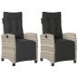 vidaXL Sillón reclinable jardín y reposapiés 2 uds ratán PE gris claro vidaXL Sillón reclinable jardín y reposapiés 2 uds ratán PE gris claro