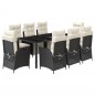 vidaXL Set de comedor de jardín 9 pzas y cojines ratán sintético negro vidaXL Set de comedor de jardín 9 pzas y cojines ratán sintético negro