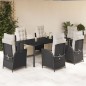 vidaXL Set de comedor de jardín 7 pzas y cojines ratán sintético negro vidaXL Set de comedor de jardín 7 pzas y cojines ratán sintético negro