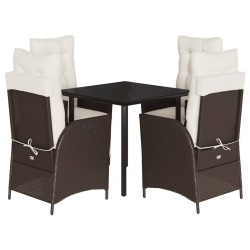 vidaXL Set comedor de jardín 5 piezas y cojines ratán sintético marrón