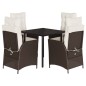 vidaXL Set comedor de jardín 5 piezas y cojines ratán sintético marrón vidaXL Set comedor de jardín 5 piezas y cojines ratán sintético marrón