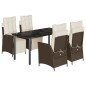 vidaXL Set comedor de jardín 5 piezas y cojines ratán sintético marrón vidaXL Set comedor de jardín 5 piezas y cojines ratán sintético marrón