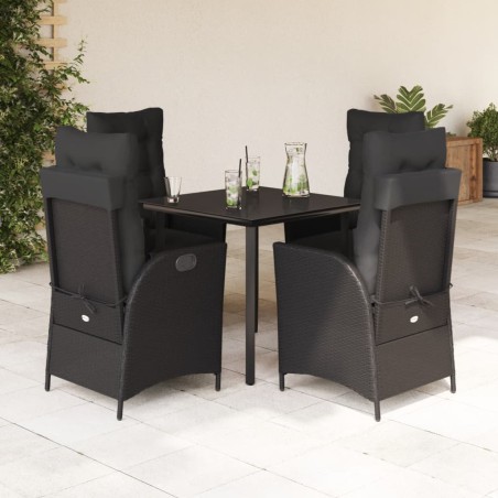 vidaXL Set de muebles jardín 5 pzas con cojines ratán sintético negro