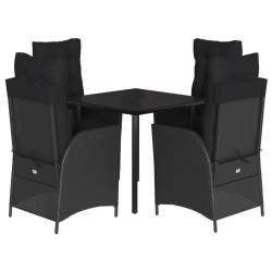vidaXL Set de muebles jardín 5 pzas con cojines ratán sintético negro