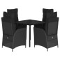 vidaXL Set de muebles jardín 5 pzas con cojines ratán sintético negro vidaXL Set de muebles jardín 5 pzas con cojines ratán sintético negro