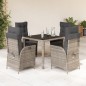 vidaXL Set comedor de jardín 5 piezas con cojines ratán sintético gris vidaXL Set comedor de jardín 5 piezas con cojines ratán sintético gris
