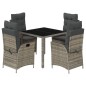 vidaXL Set comedor de jardín 5 piezas con cojines ratán sintético gris vidaXL Set comedor de jardín 5 piezas con cojines ratán sintético gris