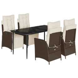 vidaXL Set comedor de jardín 5 piezas y cojines ratán sintético marrón