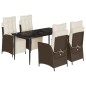 vidaXL Set comedor de jardín 5 piezas y cojines ratán sintético marrón vidaXL Set comedor de jardín 5 piezas y cojines ratán sintético marrón