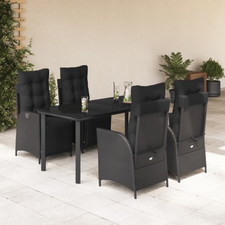 vidaXL Set de muebles jardín 5 pzas con cojines ratán sintético negro